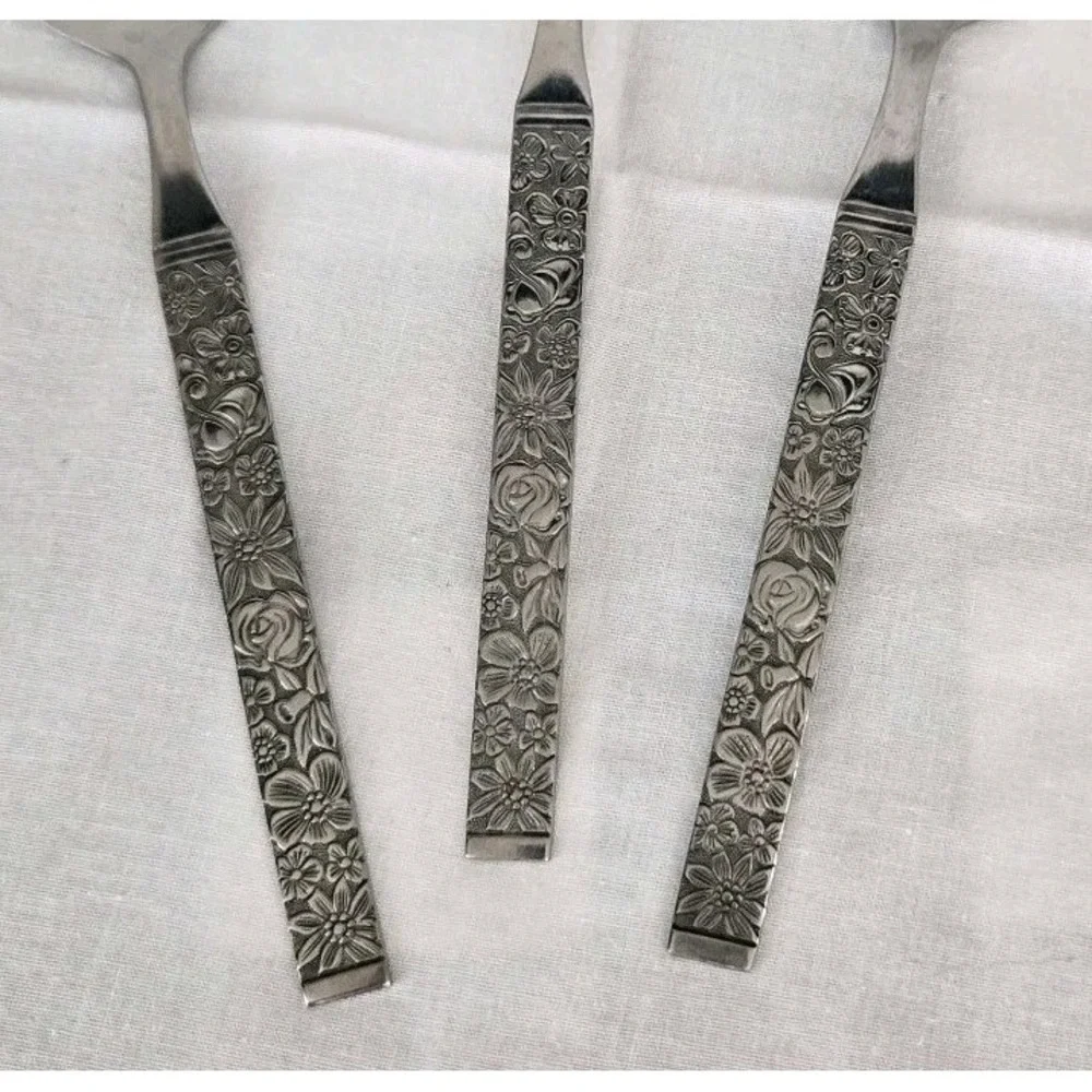 Hanford Forge Finesse 3 Piece Floral Serving Utensil Set Stainless Steel Korea